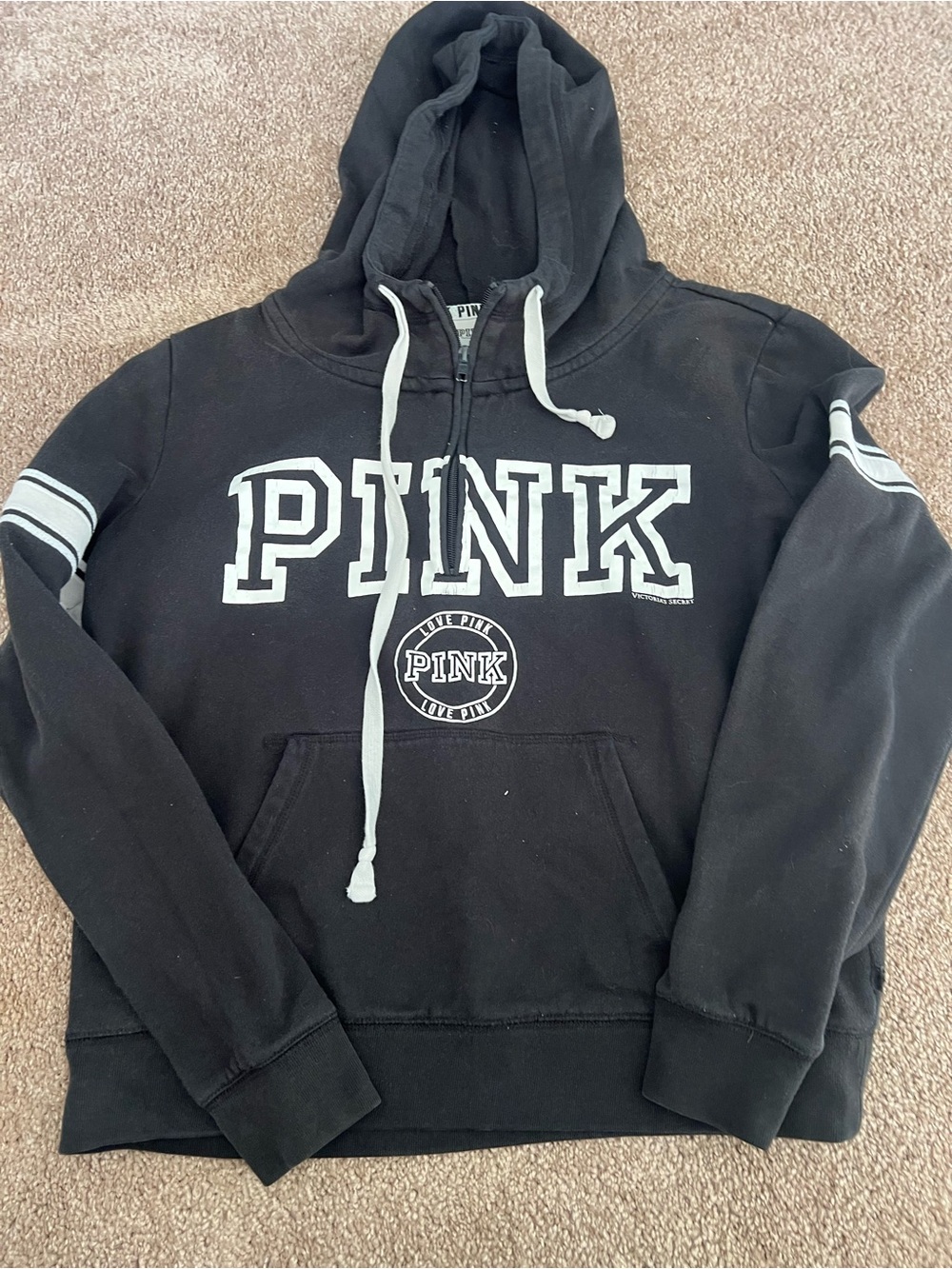 PINK Victoria's Secret Black Logo quarter zip